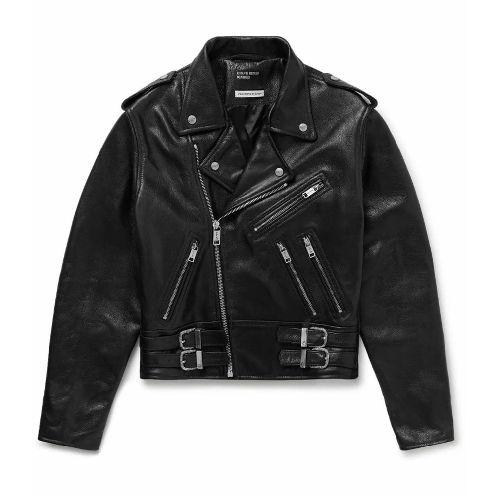 Enfants Riches Déprimés Black Rose Buckle Leather Jacket